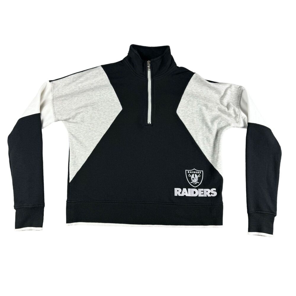 Las Vegas Raiders Jacket Women's Small Black Gray Half-Zip WEAR By Erin Andrews
